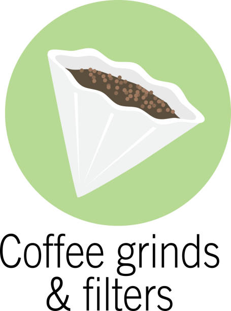Coffee filter and grinds Compostable product icon Vector illustration of a Coffee filter and grinds Compostable product. Easy to edit vector eps 10. ground coffee stock illustrations