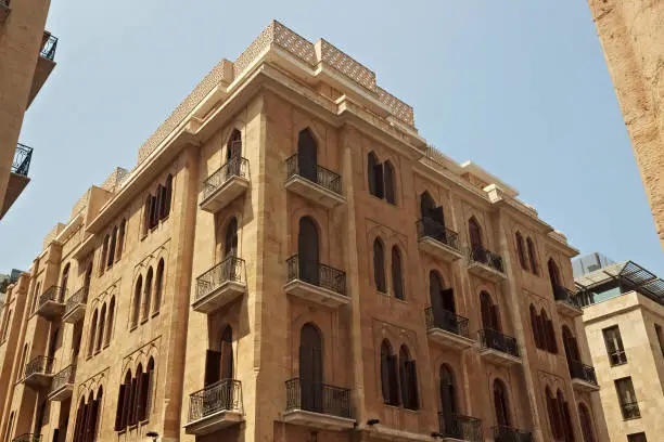 Photo of View of the historical buildings in Beirut Central District (Centre Ville) at summer sunny day. Lebanon.