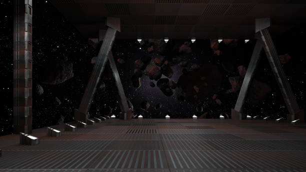 istock sci fi  corridor with view of space galaxy 3d rendering 1190732112