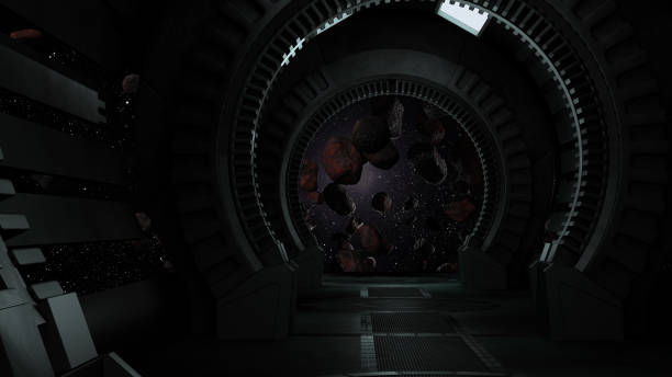 istock sci fi  corridor with view of space galaxy 3d rendering 1190732143