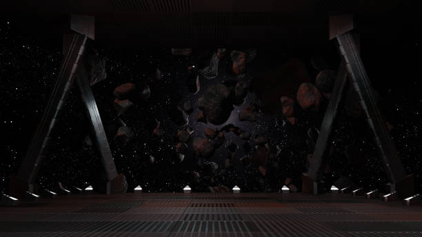 istock sci fi  corridor with view of space galaxy 3d rendering 1190732380