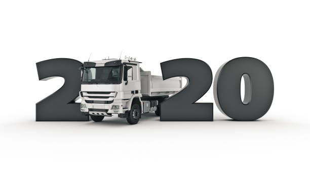 istock Truck concept 2020 New Year sign. 3d rendering 1190733010