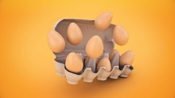 ovos na caixa. renderização 3d - cholesterol ellipse shell box - fotografias e filmes do acervo