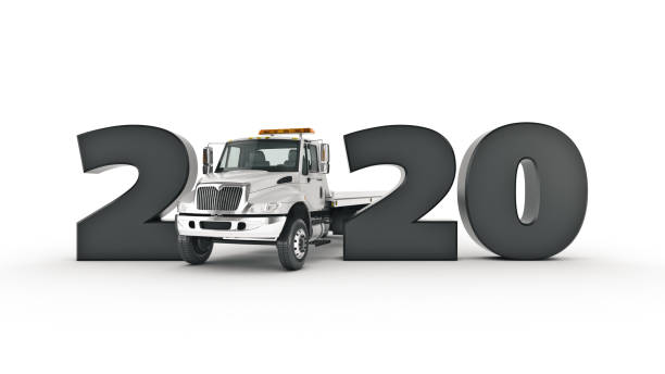 istock Truck concept 2020 New Year sign. 3d rendering 1190733150
