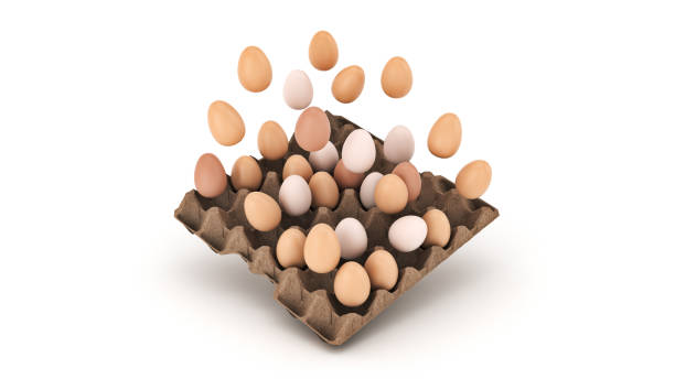 ovos na caixa. renderização 3d - cholesterol ellipse shell box - fotografias e filmes do acervo