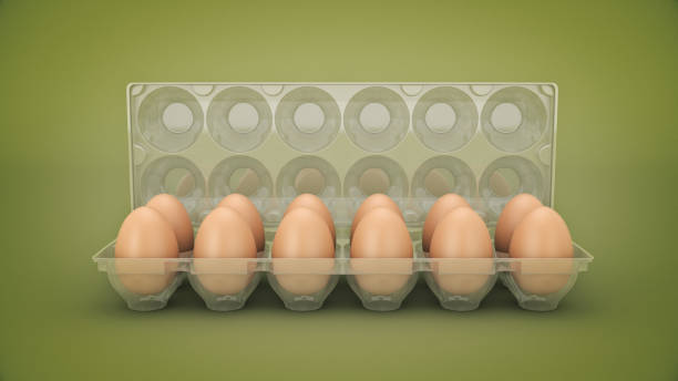 eier in der schachtel. 3d-rendering - cholesterol ellipse shell box stock-fotos und bilder