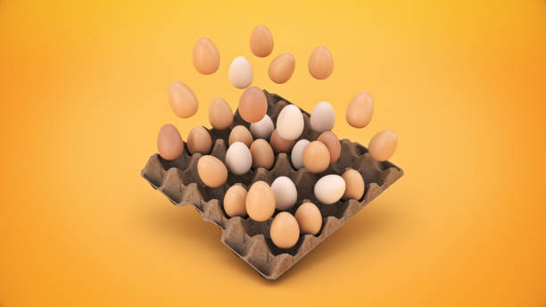 eier in der schachtel. 3d-rendering - cholesterol ellipse shell box stock-fotos und bilder