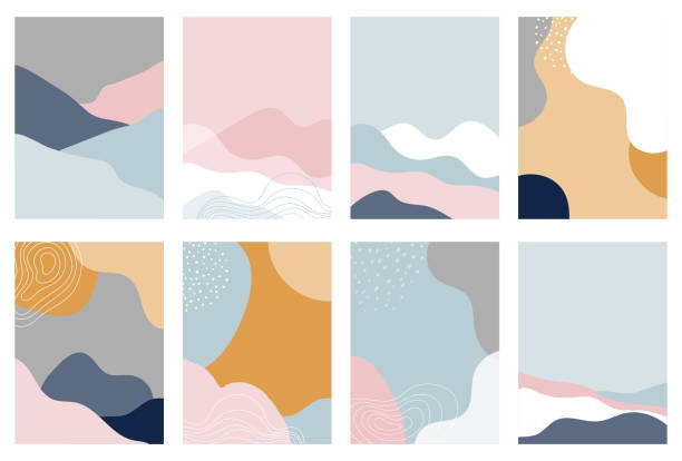 ilustraciones, imágenes clip art, dibujos animados e iconos de stock de colección de diseños abstractos de fondo, formas en estilo limpio de moda escandinavo. plantillas de historias, venta de invierno, contenido promocional en redes sociales - forma ilustraciones