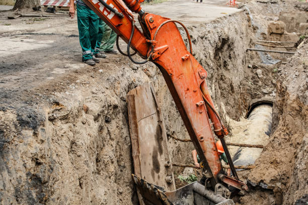 istock replacement of a sewer pipe deep under the ground 1190741787