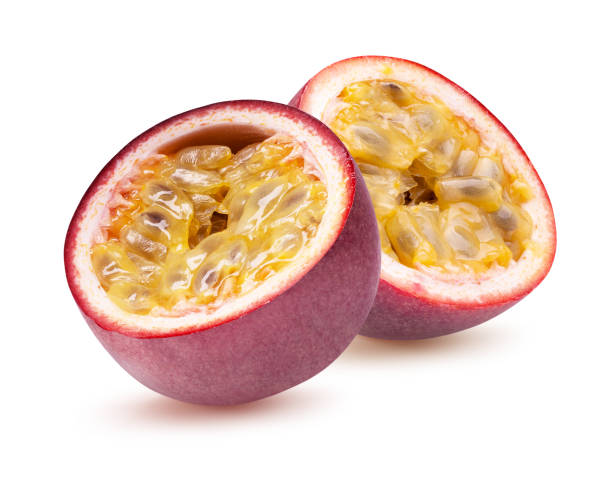 istock two halves of passion fruit isolated on a white background 1190742778