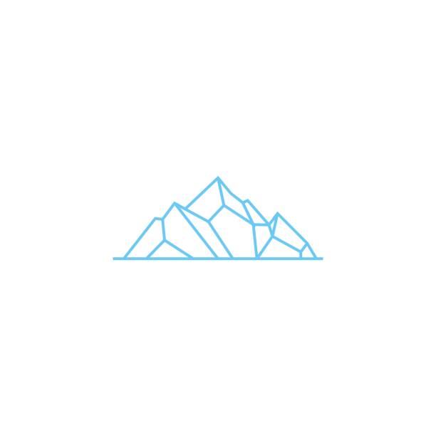 얼음 피크 마운트 스톤 마운틴 어드벤처 아이스 피크 기하학적 라인 아트 개요 일러스트 - snow mountain tibet sky stock illustrations