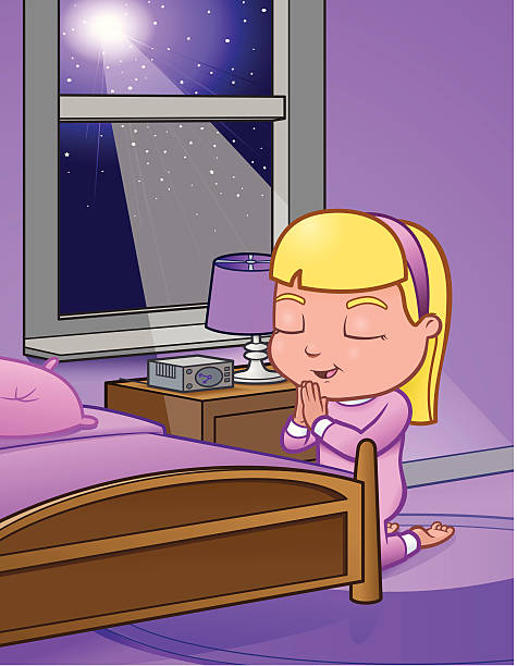 Girl Praying Vector Illustration Stock Illustration - Download Image Now -  Cartoon, Girls, Bed - Furniture - iStock
