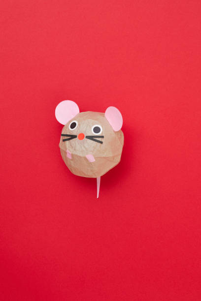 istock Mouse paper balloon. 2020 New Year card 1190764086