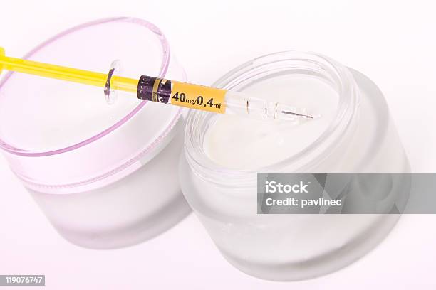 Botox Cream With Syringe Stock Photo - Download Image Now - Aging Process, Anti Aging, Beauty Product