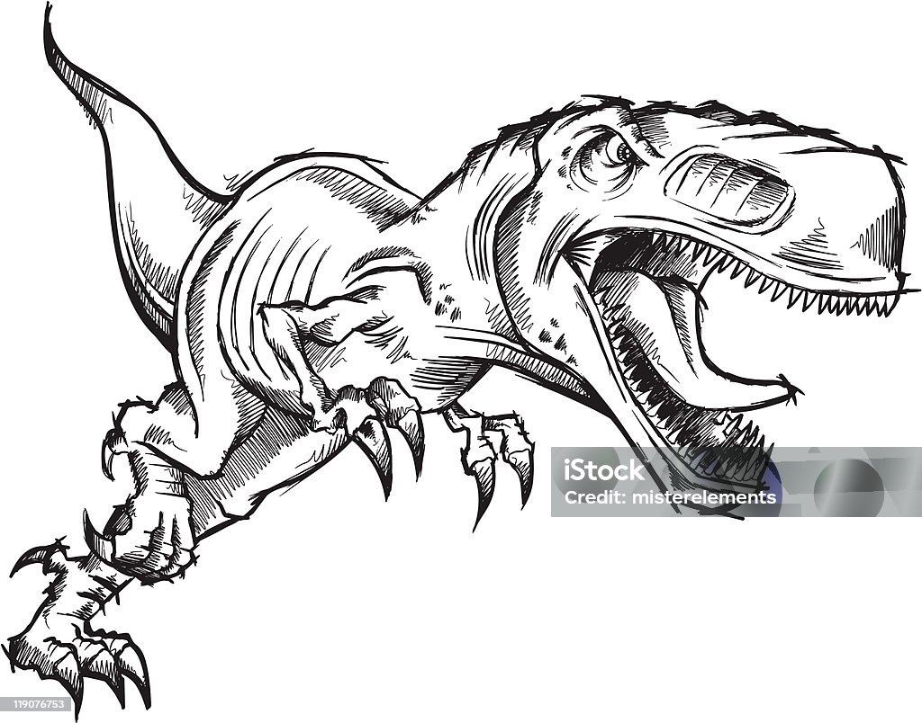 Doodle Sketch Tyrannosaurus Dinosaur  Tyrannosaurus Rex stock vector