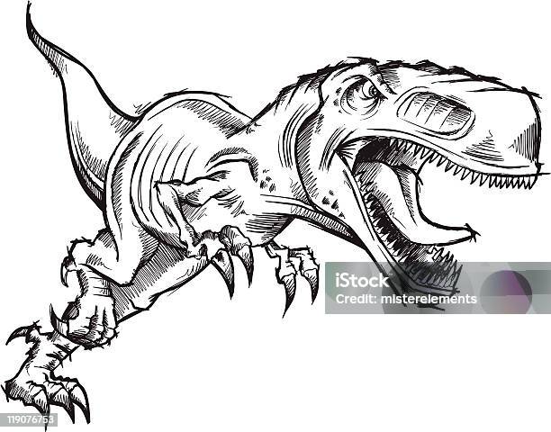 Doodle Sketch Tyrannosaurus Dinosaur Stock Illustration - Download Image Now - Tyrannosaurus Rex, Running, Cruel