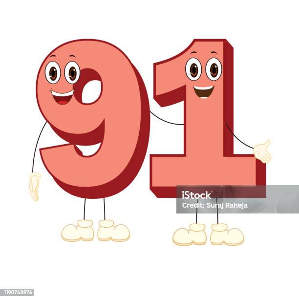 Number91character Vector Image Stock Illustration - Download Image Now - Art, Cartoon, Characters