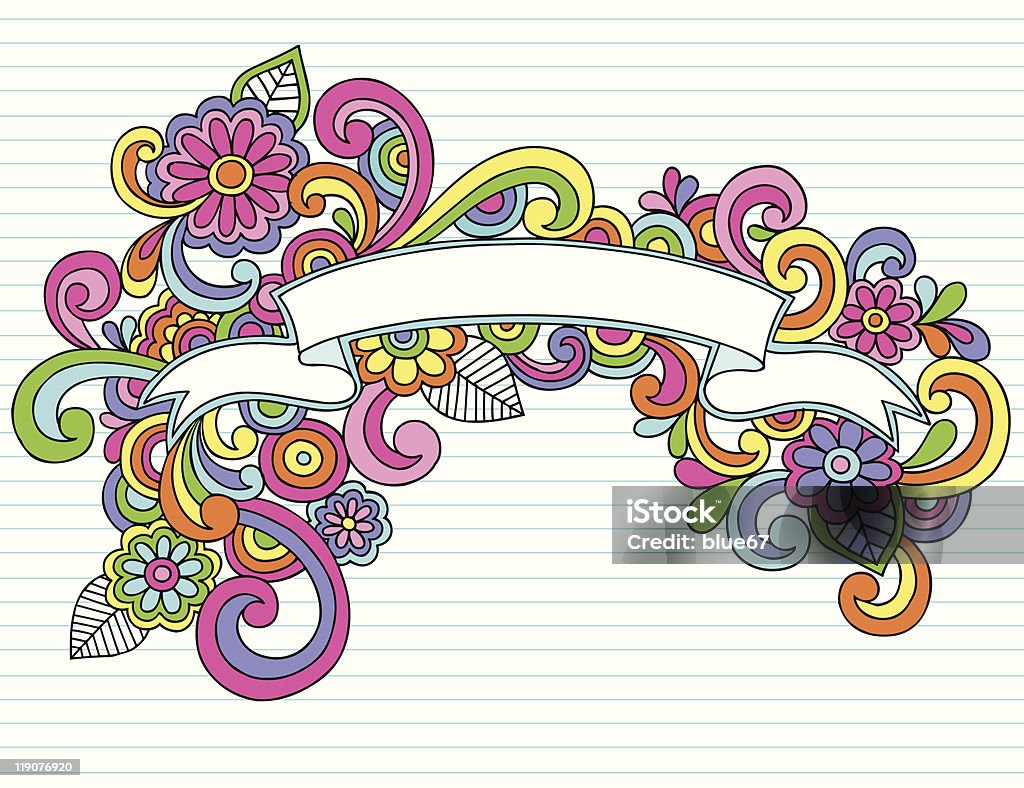 Excitantes psicodélico cuaderno Doodle Scroll Banner - arte vectorial de Garabato libre de derechos