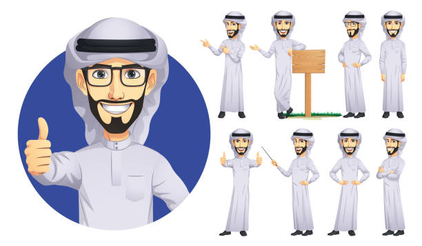 ilustrações, clipart, desenhos animados e ícones de jogo árabe do caráter do homem - kaffiyeh