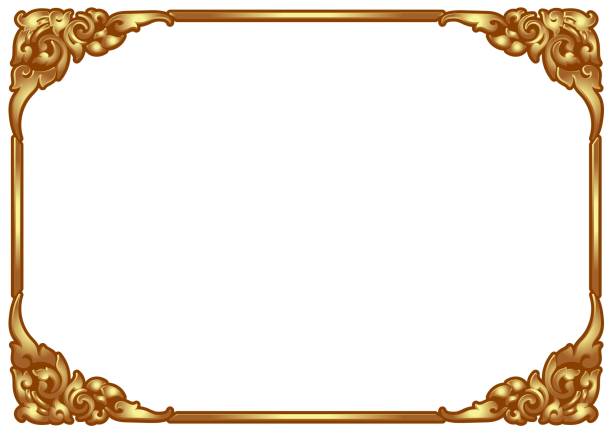 istock horizontal Design of Thailand flower square frame border golden color, invitation, greeting, printing, advertise vintage concept 1190770132