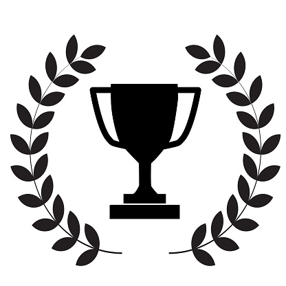 winner trophy cup icon on white background. flat style. laurel wreath with trophy icon for your web site design, logo, app, UI. winner trophy symbol. laurel wreath with trophy sign.