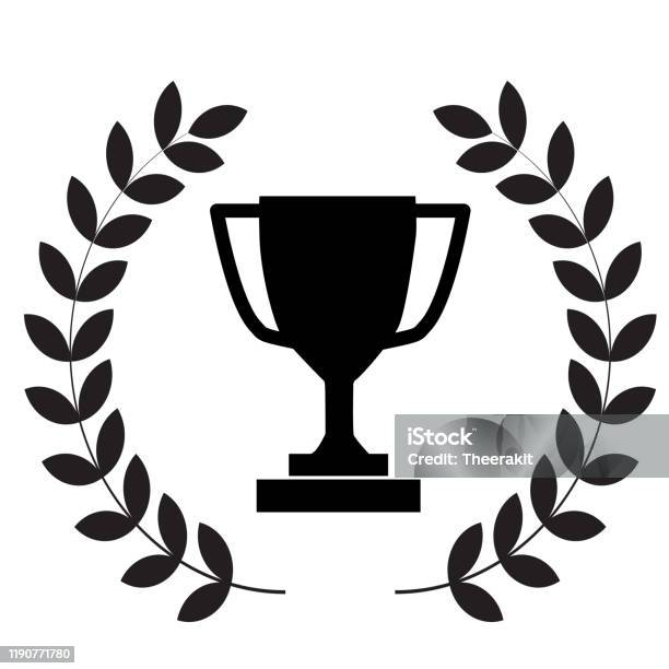 Winner Trophy Cup Icon On White Background Flat Style Laurel Wreath With Trophy Icon For Your Web Site Design Logo App Ui Winner Trophy Symbol Laurel Wreath With Trophy Sign Stock Illustration - Download Image Now