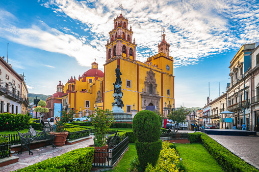 facade of guanajuato cateral in mexico