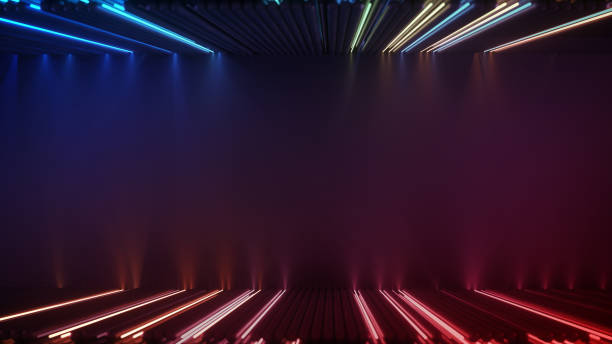 istock Glowing red and blue fluorescent lamps 3D render 1190774090