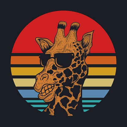 giraffe sunset vector illustration for your company or brand