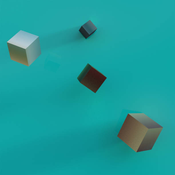 istock Aqua Background with metallic 3d cubes floating in the air, 3d render. 1190775248