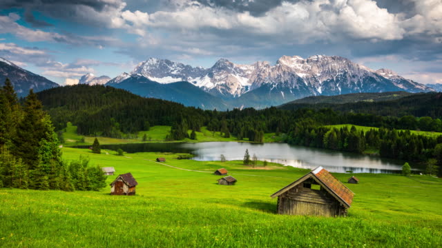Time Lapse: Germany, Bavaria,  Karwendel Mountains with Lake Gerold - Tracking shot