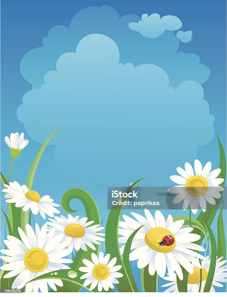 Beautiful  daisies under blue sky  Beauty In Nature stock vector