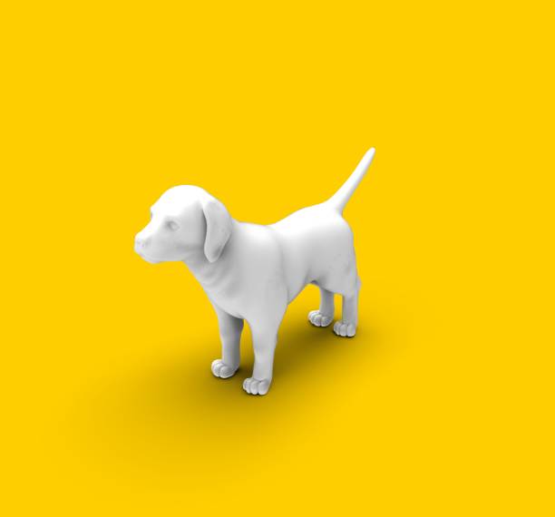 istock Dog isolated on Yellow  background 3D Rendering 1190786735