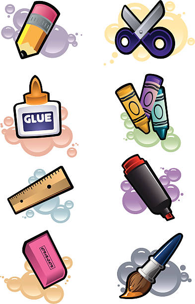 Art Class/School Supplies vector art illustration