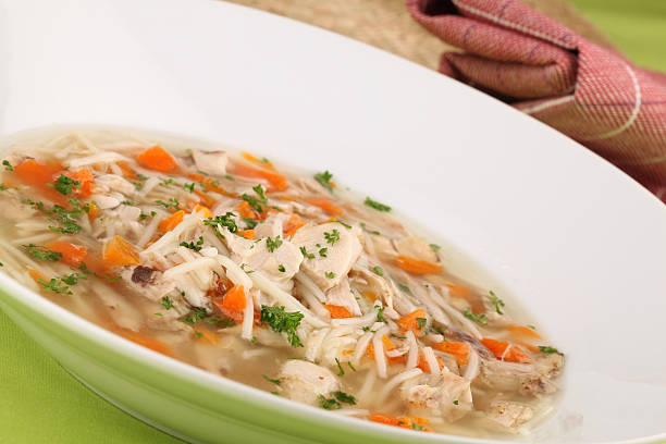 istock Chicken soup with pieces of meat 119080074
