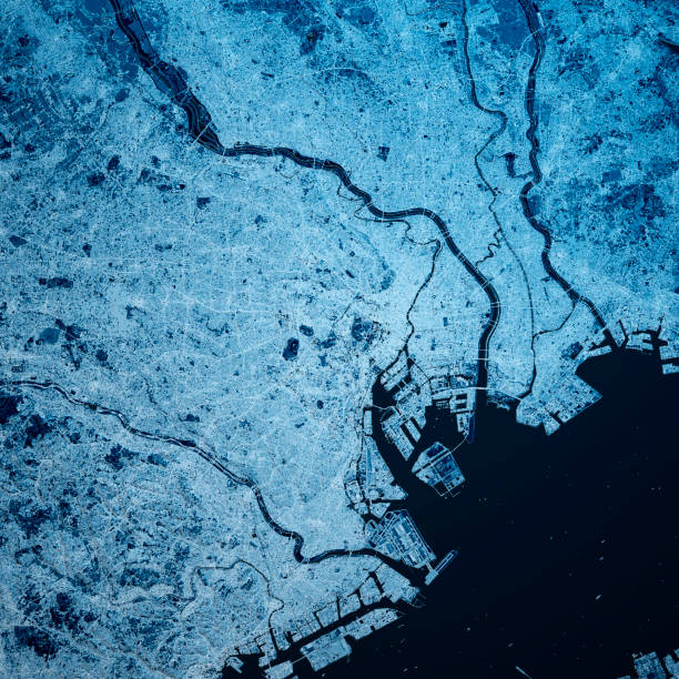 istock Tokyo Japan 3D Render Map Blue Top View Feb 2019 1190802090