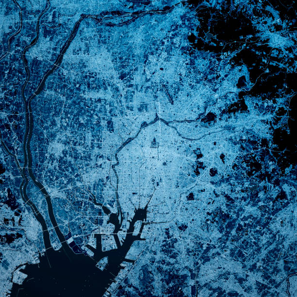 istock Nagoya Japan 3D Render Map Blue Top View Oct 2019 1190802097