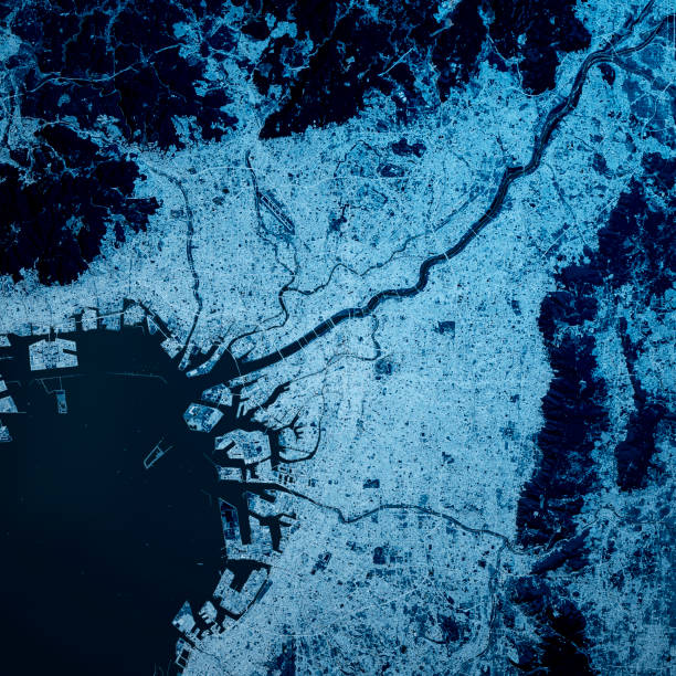 istock Osaka Japan 3D Render Map Blue Top View Nov 2019 1190802107