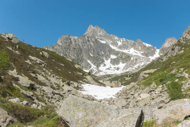 istock Steep mountain trail hiking up the summit in spring 1190803152