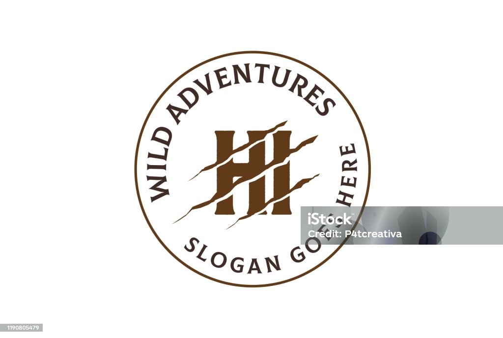 Hial Logotype Circle Seal Brown Hi Letter Template Logo Design With Scratch Effect ...