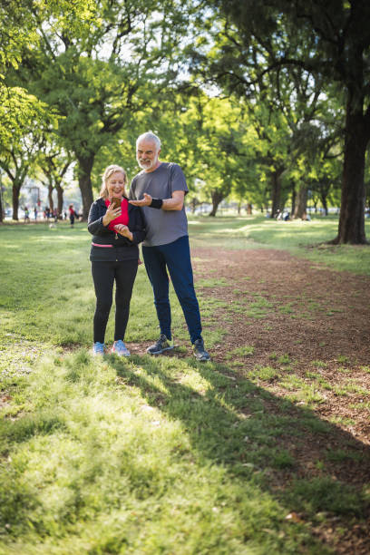 istock Senior couple and their workout mobile app 1190806265