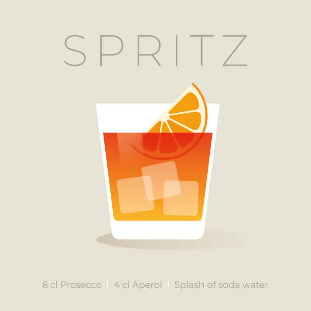 Vector illustration of Alcoholic Spritz Cocktail on white background.