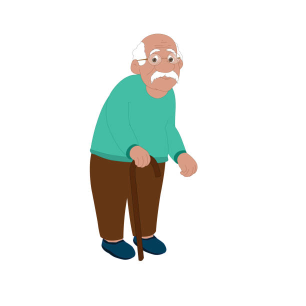 Old Man With A Walking Stick Stock Illustration - Download Image Now - Art,  Indigenous Peoples, Senior Men - iStock