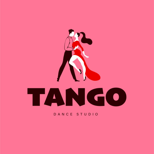 illustrations, cliparts, dessins animés et icônes de studio de danse de tango, leçons et logo d'atelier, modèle de conception d'emblème avec le couple d'homme et de femme de danse. - jazz ballet