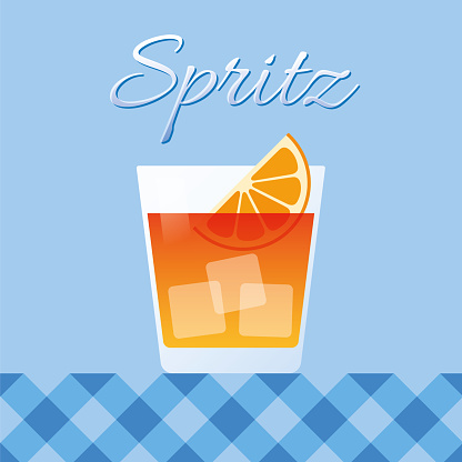 Alcoholic Spritz Cocktail on yellow background. Stock illustration