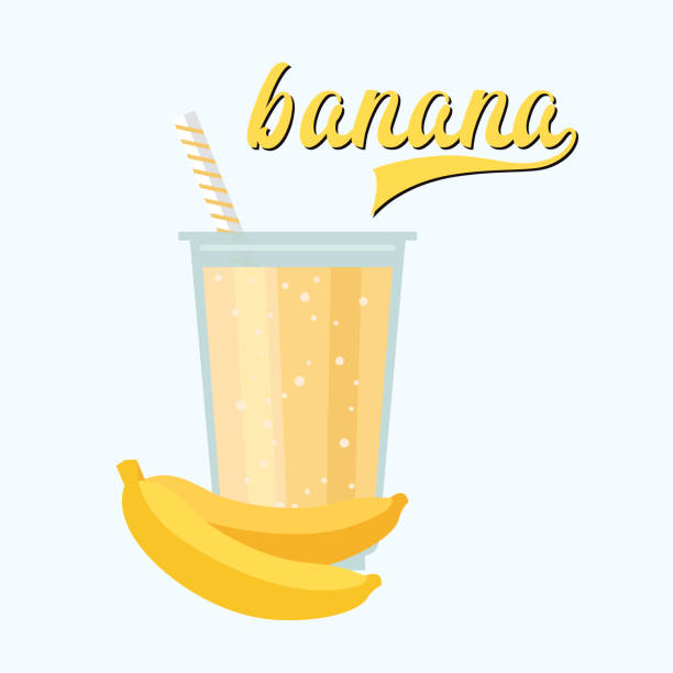 ilustraciones, imágenes clip art, dibujos animados e iconos de stock de batido de plátano en taza de plástico con fruta de frambuesa, ilustración vectorial - backgrounds banana berry fruit blended drink