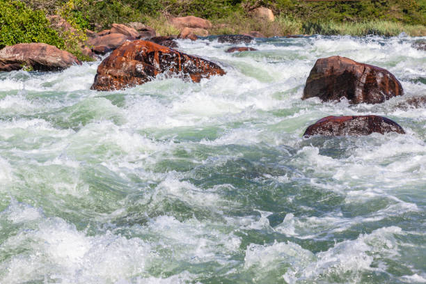 river rocks rapids raging water power closeup - rápido río fotografías e imágenes de stock