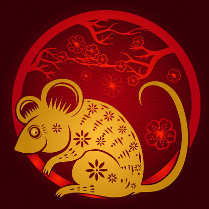 Happy Chinese New Year 2020 year of the rat, Zodiac sign for greetings card, invitation, posters, banners, calendar