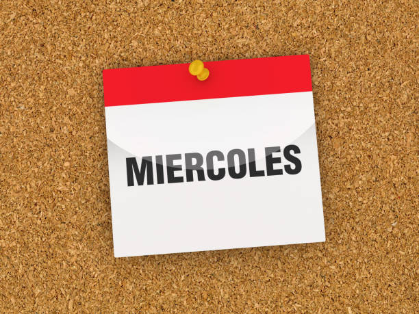 istock MIERCOLES Calendar on Corkboard - Spanish Word - 3D Rendering 1190814411