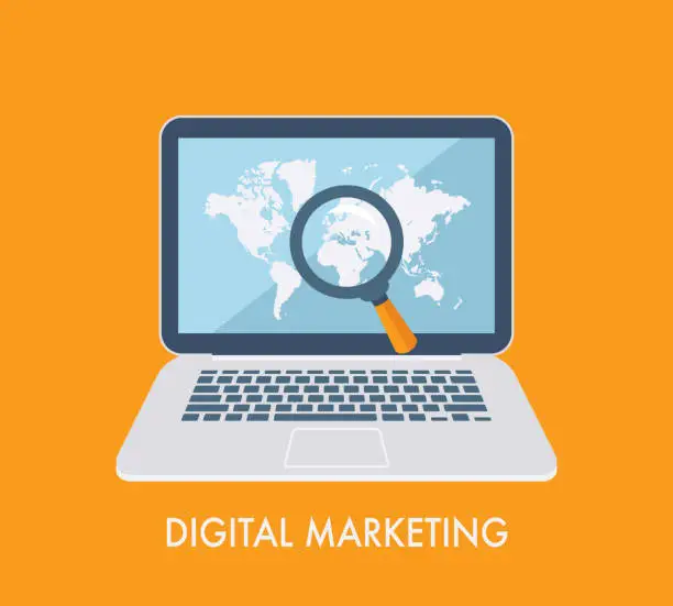 Vector illustration of Digital marketing, search and strategy Icon.